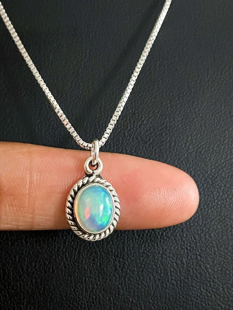 Opal Pendant  925 Sterling Silver Handmade Gemstone Jewelry