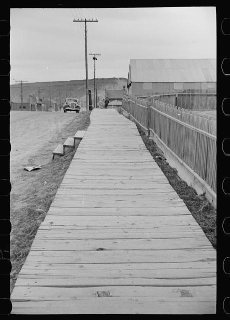 Photo:Goldfield Nevada 1940 Board Sidewalk Street Scene Hotel Fence