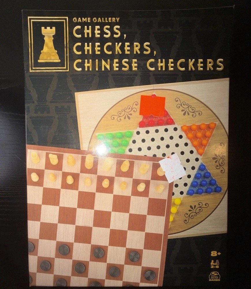 Spin Master Chess, Checkers & Chinese Checkers Board Game Set, Complete, Ages 8+