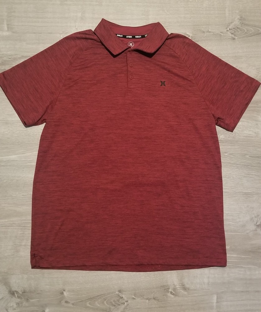 Hurley Men's Short Sleeve Stretch Performance Polo Shirt Size Large Crimson Red