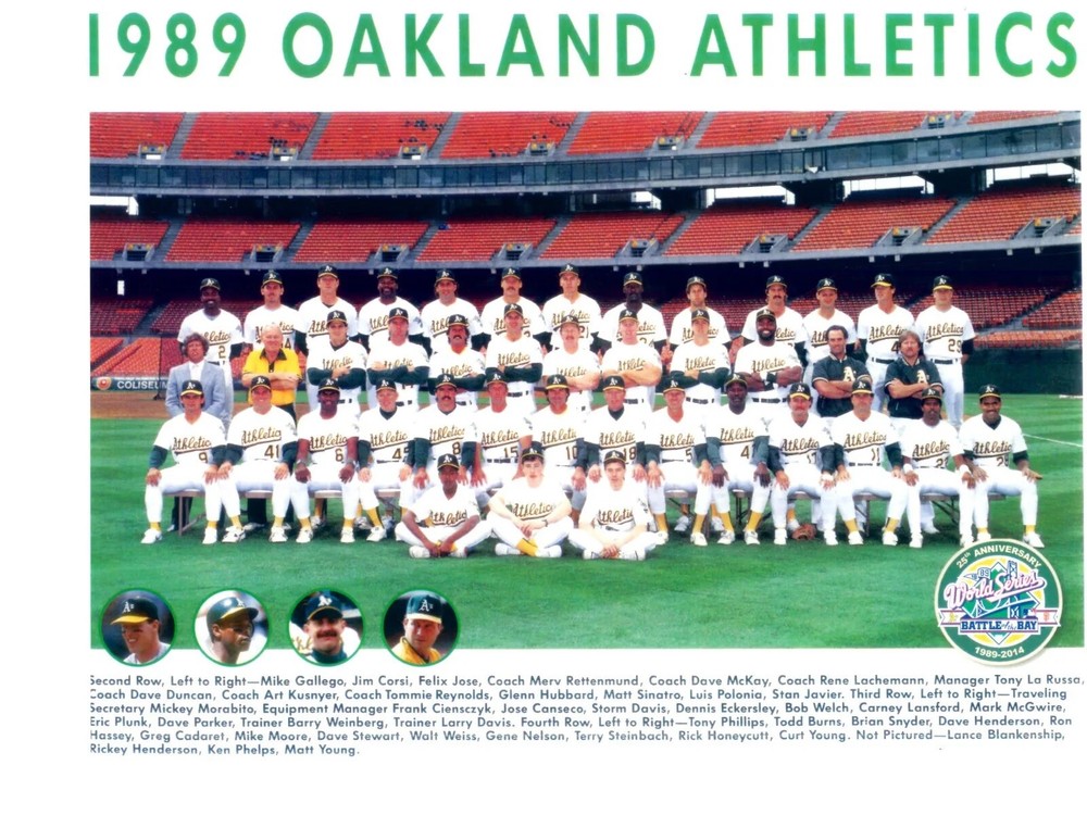 1989 Oakland Athletics A'S Team Baseball World Champions 8x10 PHOTO PRINT