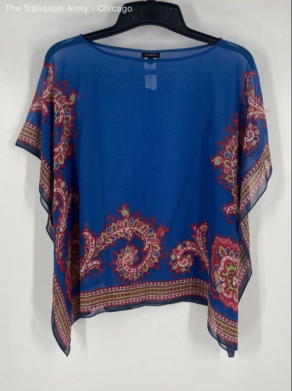 Talbots Womens Multicolor Paisley Pullover Short Sleeve Blouse Top Size XS