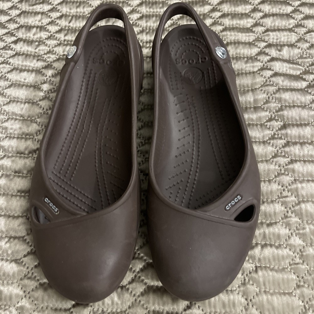 Crocs Women's Brown Ballet Flat Slingback Casual Comfort Shoes Size 11