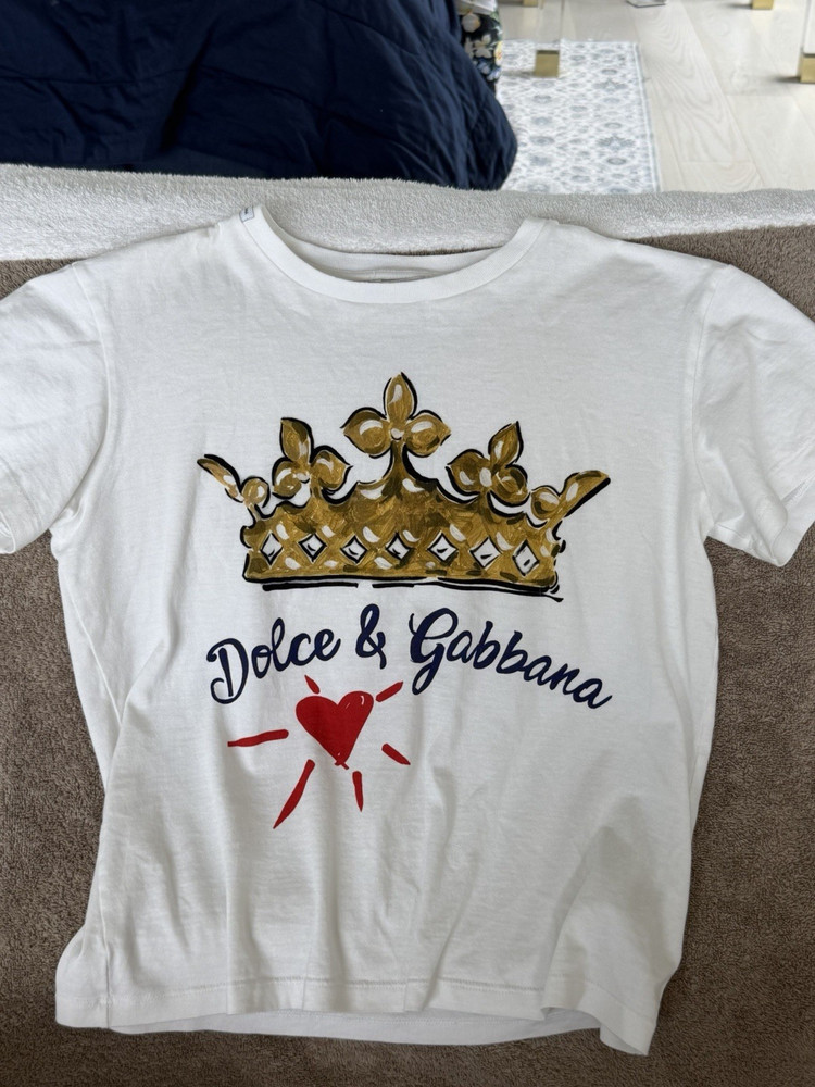 Dolce & Gabbana White Graphic Logo Crew Neck Short Sleeve Cotton T-Shirt XS