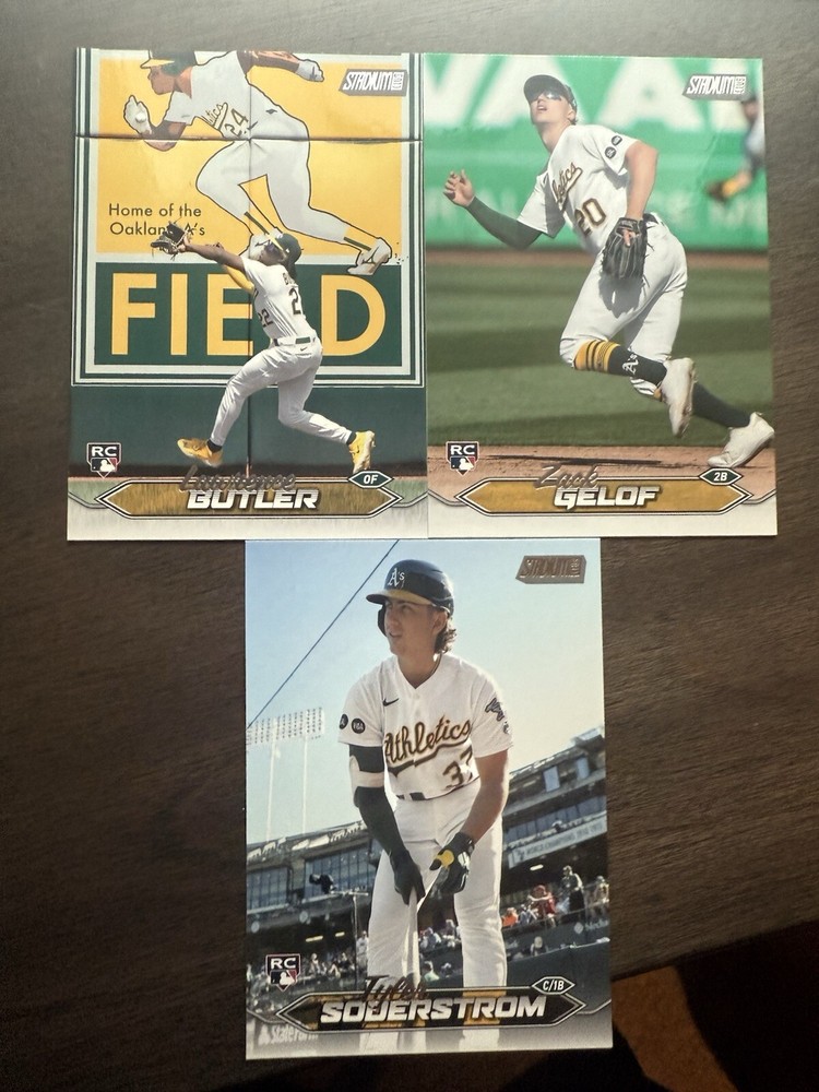 2024 Topps Stadium Club Lawrence Butler, Zack Gelof, Tyler Soderstrom RC