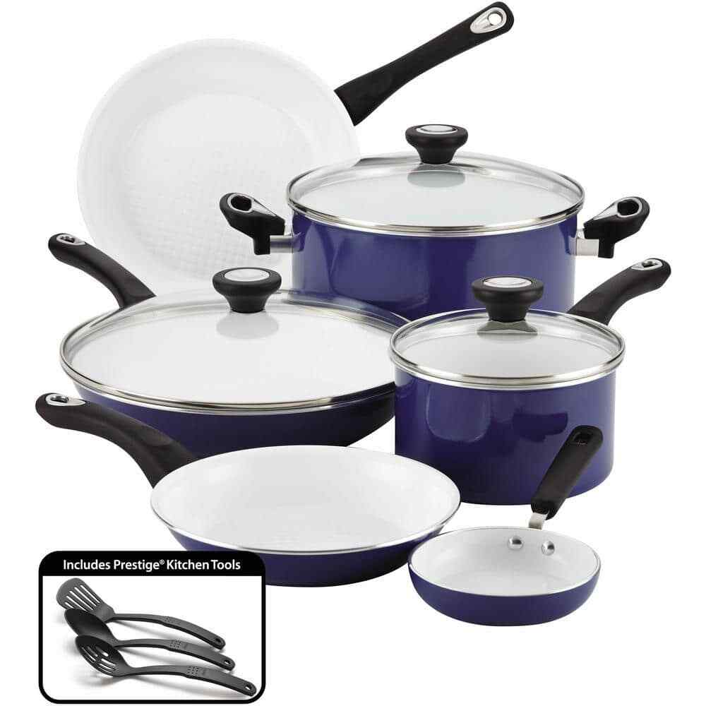 purECOok 12-Piece Aluminum Ceramic Nonstick Cookware Set in Blue