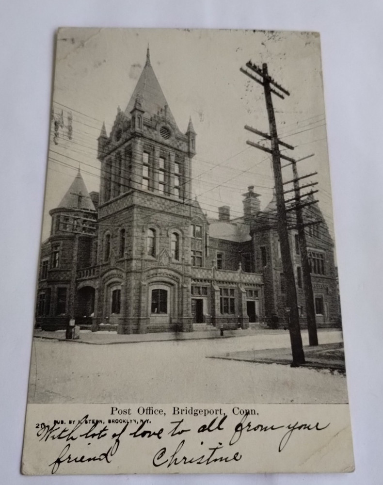 RPPC Postcard Post Office Bridgeport CT Connecticut Antique Pre 1910