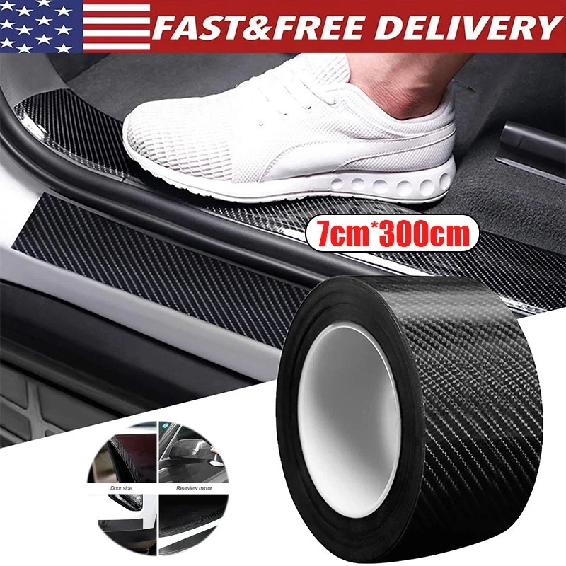 Car Carbon Fiber Vinyl Film Sticker Door Sill Scuff Anti Scratch Tape Protection