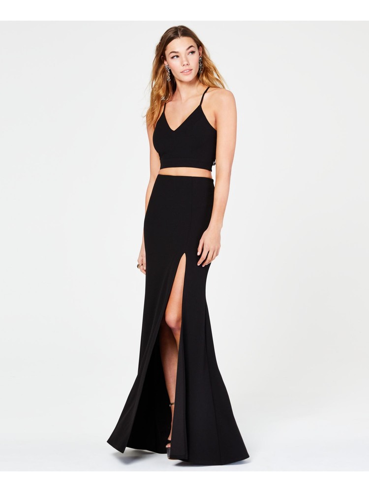 B DARLIN Women Black Strap Party Crop Top Sexy Spaghetti Strap Half Sleeve