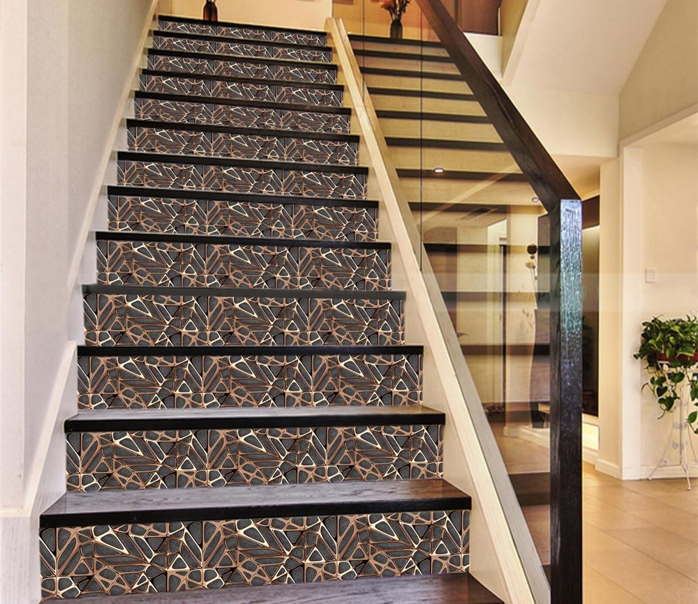 3D Metal Hollow AZ671 Stair Riser Decorative Mural Vinyl Wallpaper