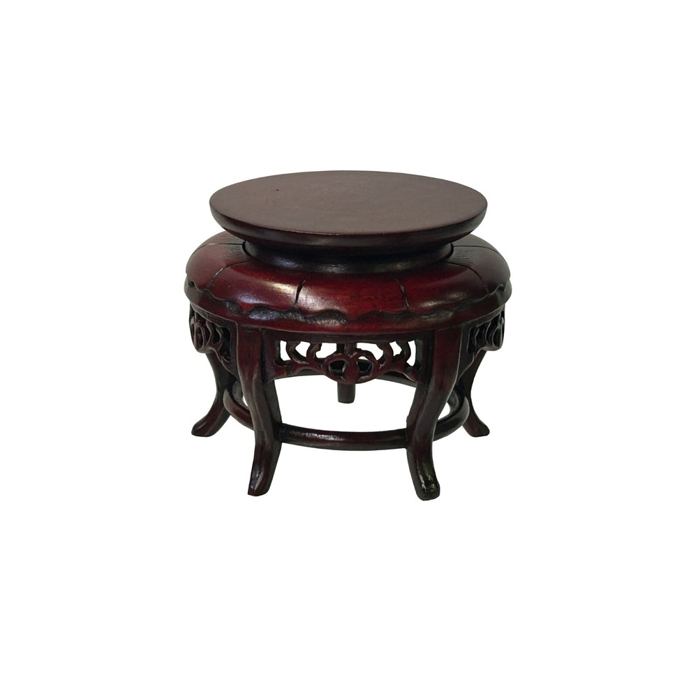 3 Inch Oriental Reddish 5-Leg Round Wood Stand Riser Easel ST1071