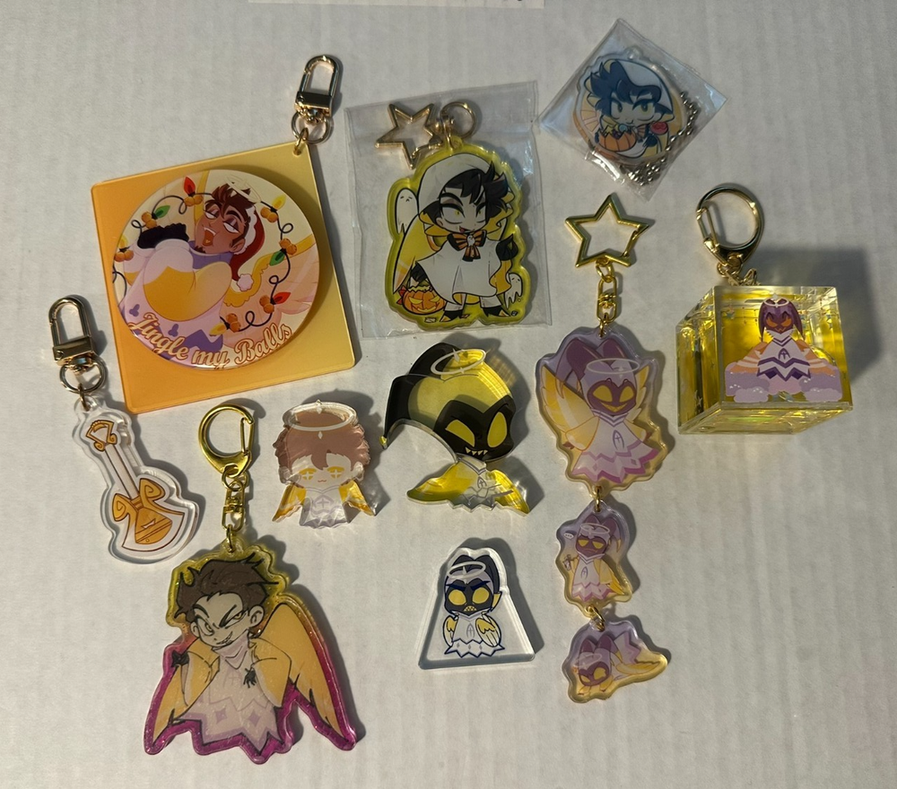 Hazbin Hotel Lot of 10 Fanmade Adam Keychains & Acrylic Trinkets