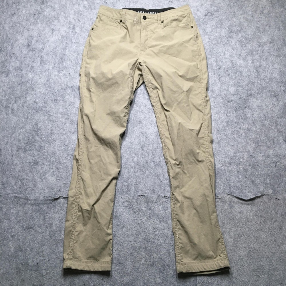 Western Rise Pants Mens 34 Khaki Beige Outdoor Stretch Nylon Hiking Lightweight