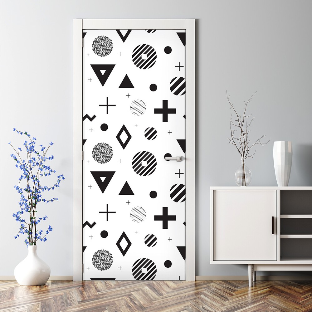 Abstract Geometric Bubble-Free Door Sticker Simple Scandinavian Decor Decal-image