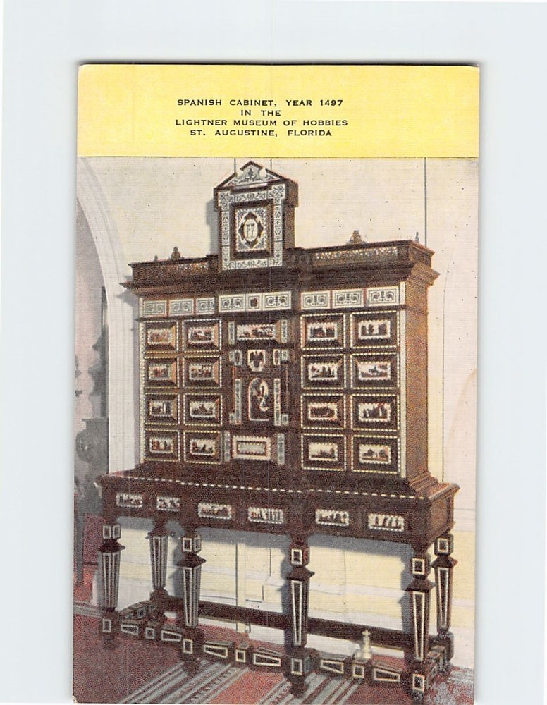 Postcard Spanish Cabinet Lightner Museum of Hobbies St. Augustine Florida USA