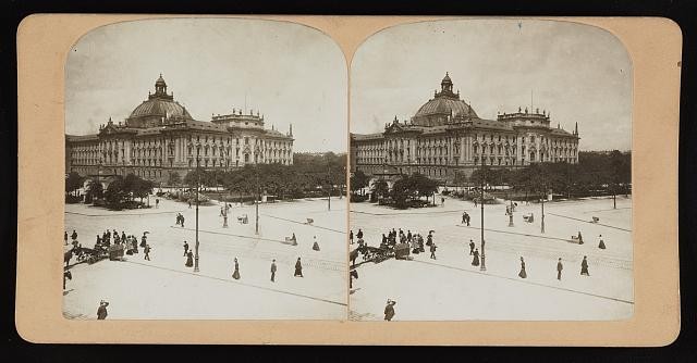 Photo:Munich Germany Palace of Justice 1900s Stereoview Street Scene
