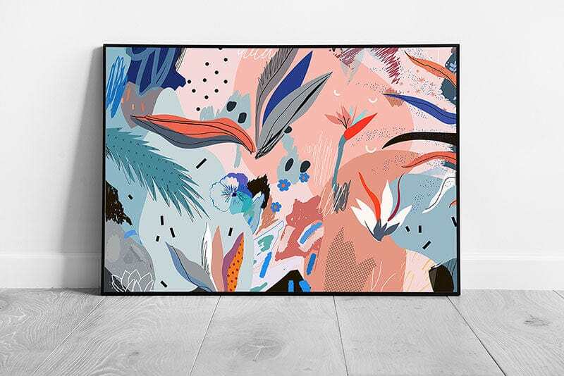 Creative Colourful Floral Sketch Collage Layering Digital Art Abstract Style