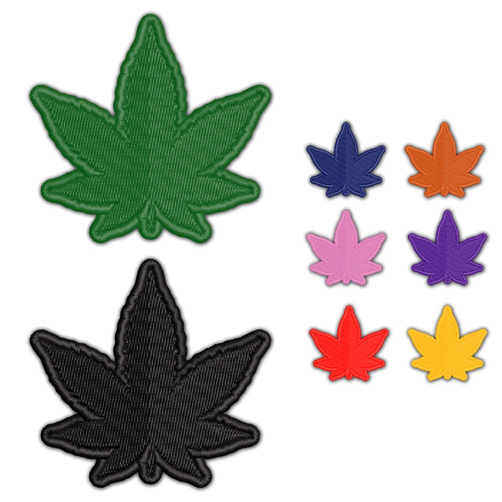 Marijuana Leaf Embroidered Iron-On Patch Applique for DIY Designs