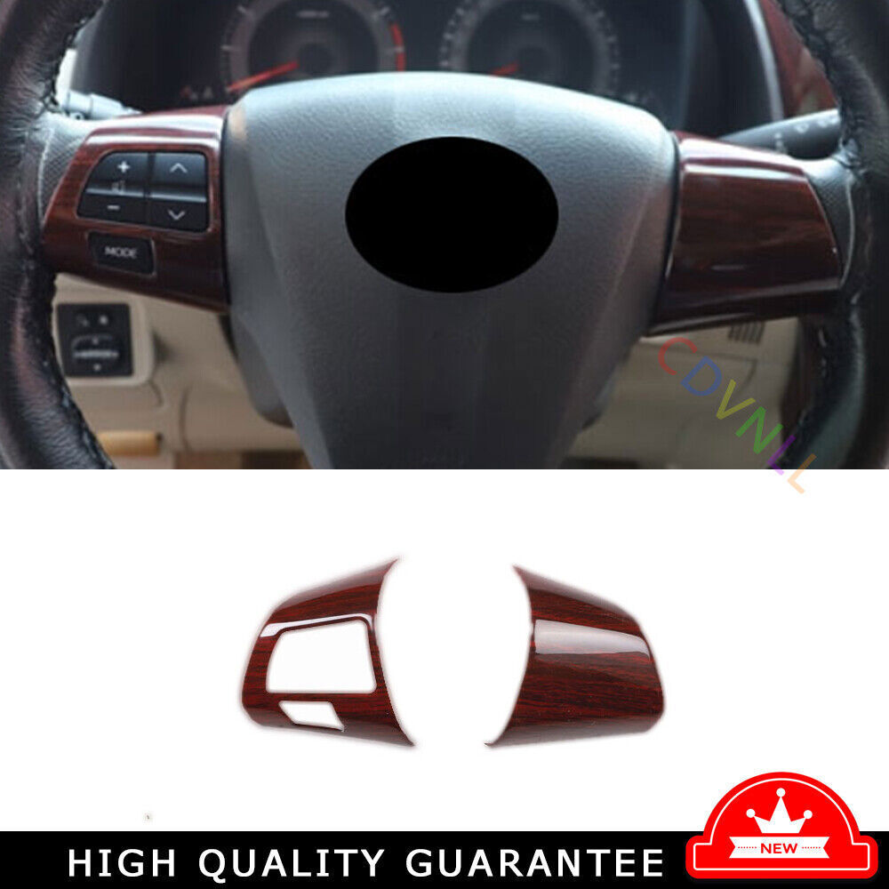 2x Steering Wheel Switch Cover Trim For Toyota Corolla 2007-13 Peach Wood Grain