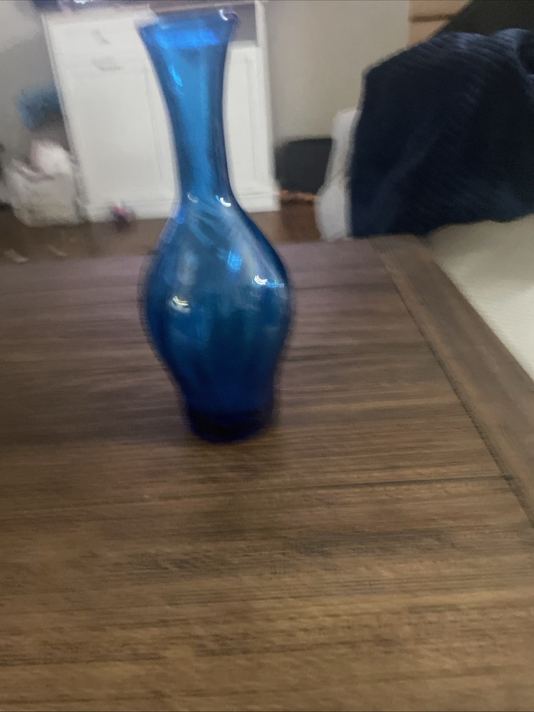 Vintage Cobalt Blue Glass Handblown Vase.