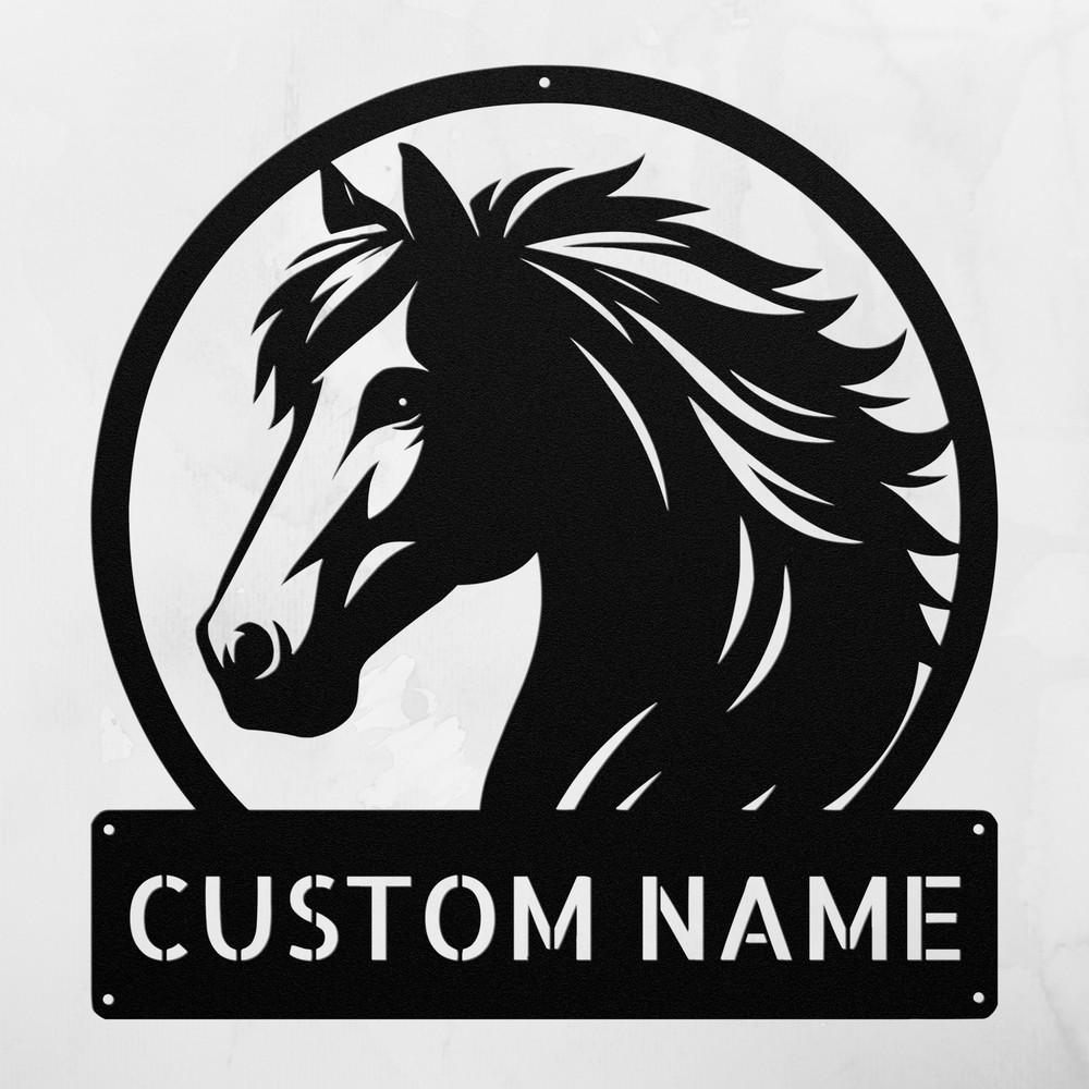 Personalized Horse Head Metal Sign Custom Equestrian Decor Gift for Horse Lovers
