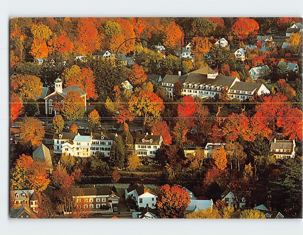 Postcard Aerial View Woodstock Vermont USA