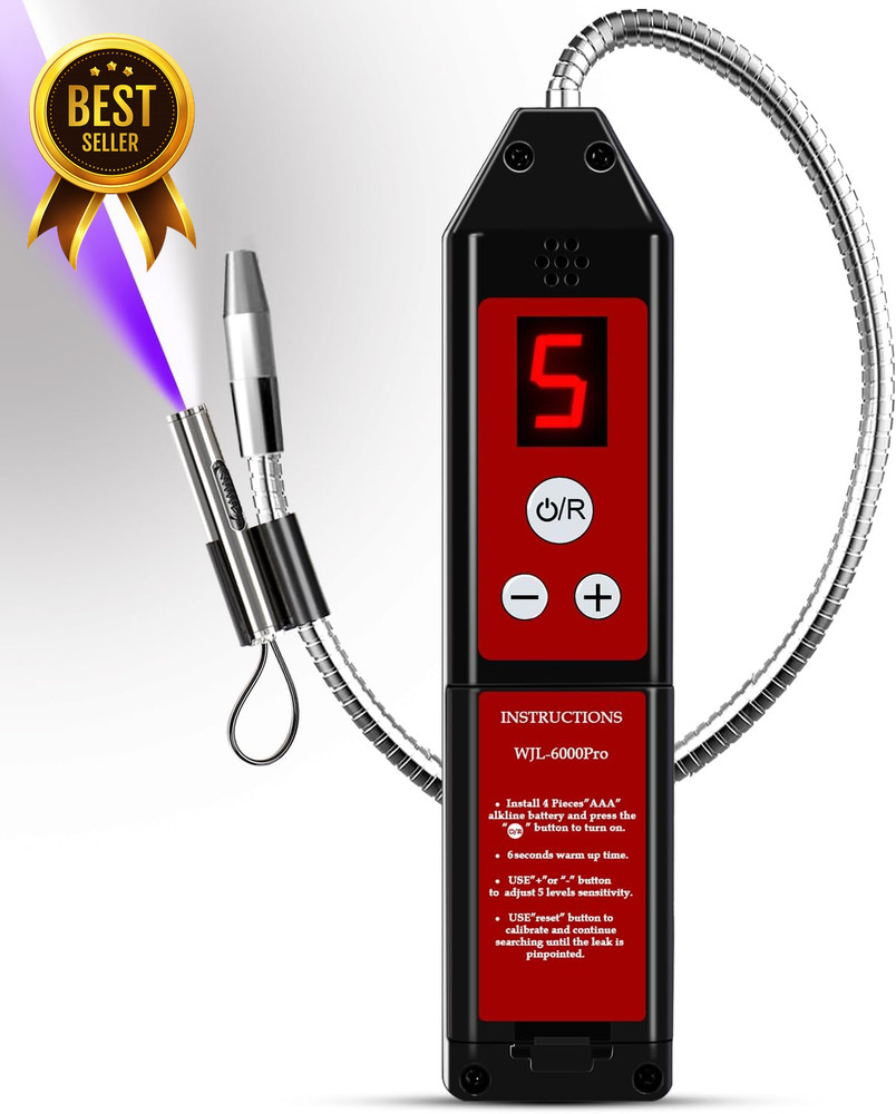 WJL-6000PRO Refrigerant Leak Detector UV & LED for Car AC HVAC R134A/R22/R410A-image