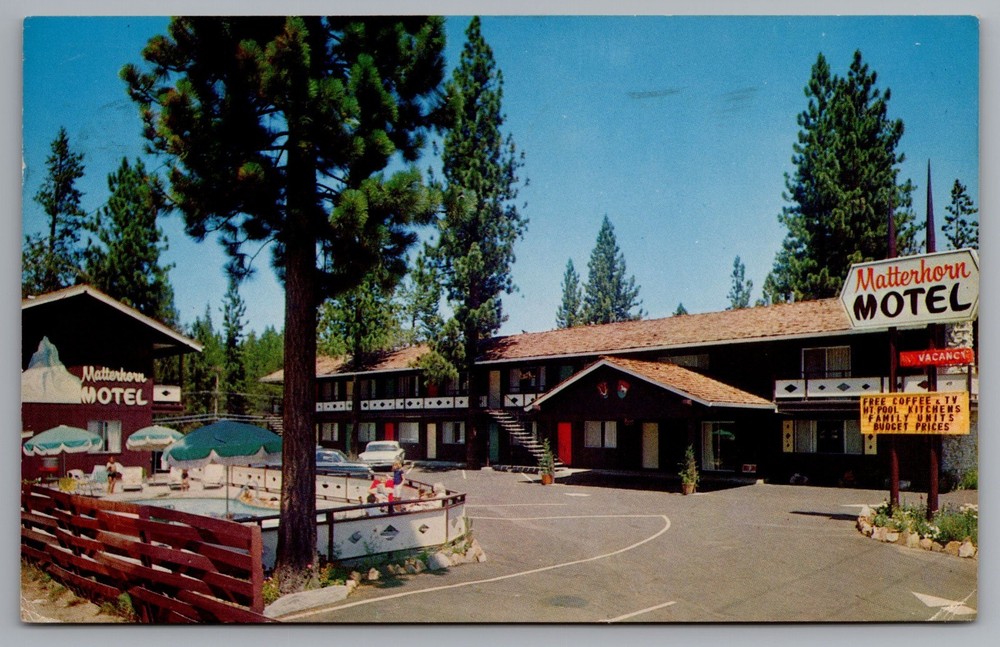 South Lake Tahoe CA Matterhorn Motel & Swimming Pool~1960s Roadside