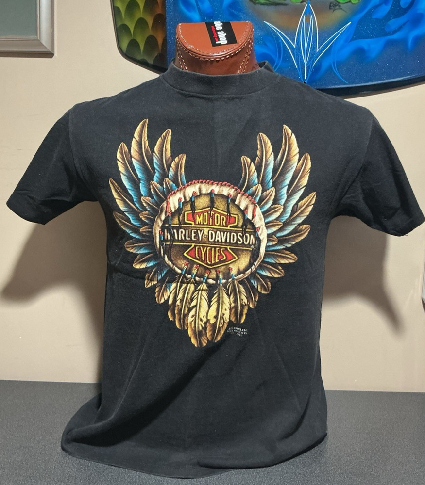 Vintage 1990's 3D Emblem Harley-Davidson Dreamcatcher t-shirt Illinois NO TAG