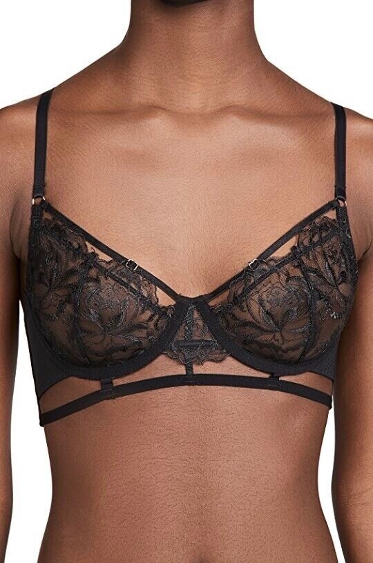 Bluebella Lali Bra Black Floral Mesh Size 30D Cut Out Underwired Balcony 41041