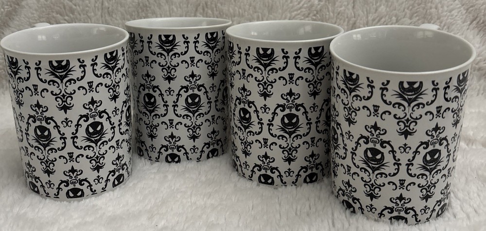 Disney Nightmare Before Christmas  Coffee Mugs Black-White Touchstone Set Of 4