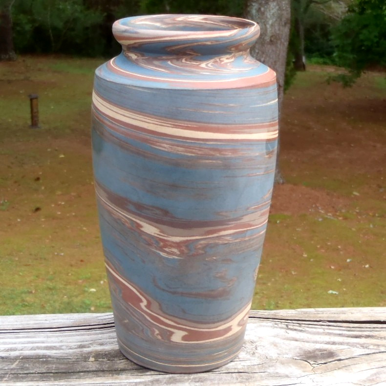 Rare NILOAK Antique MISSON SWIRL Pottery Vase Lamp Base First Mark Great Color