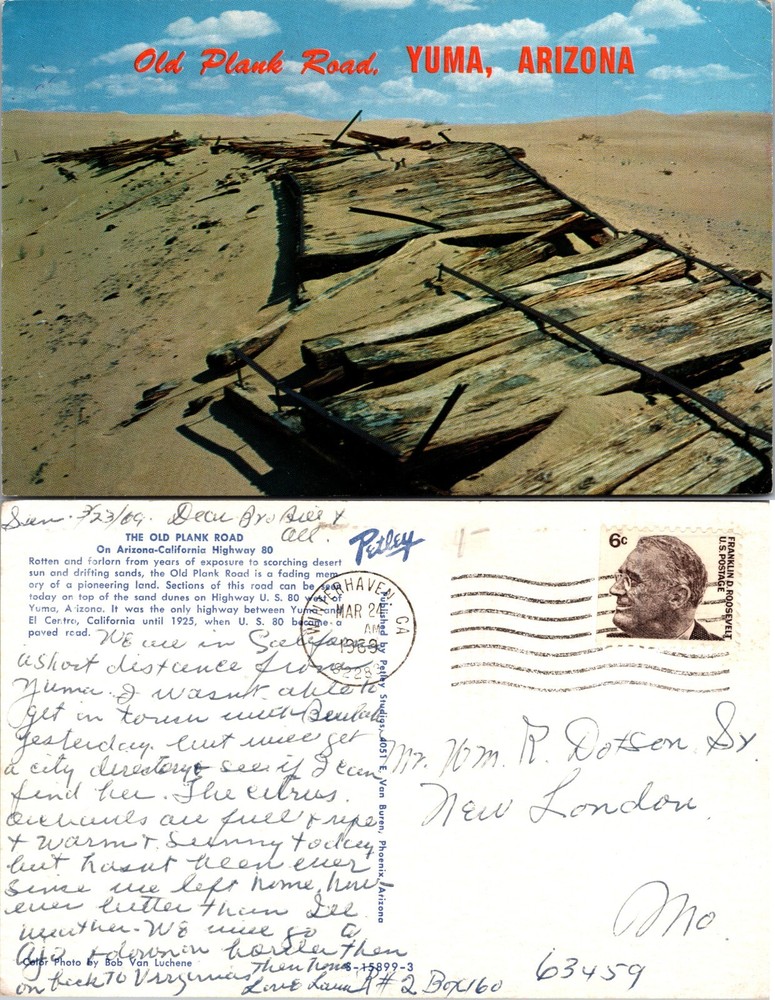 Old Plank Road Yuma Arizona AZ Postcard