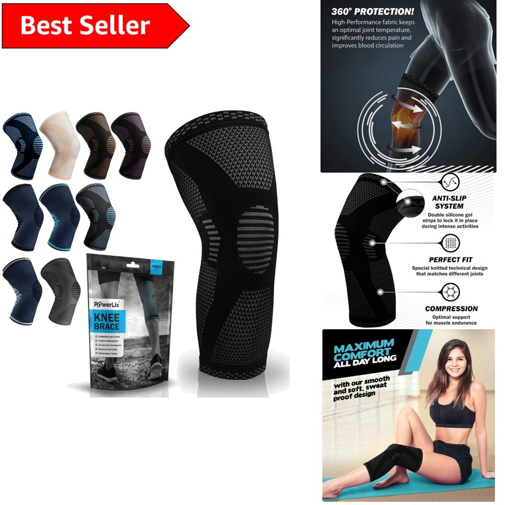 Knee Compression Sleeve for Sports & Recovery - Ultra Comfort Black