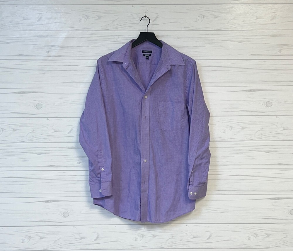Croft & Barrow shirt mens size 15.5 32/33 button up long sleeve blue classic fit
