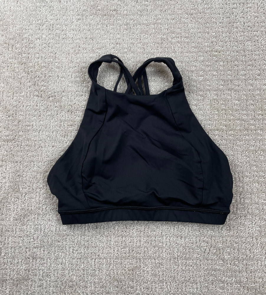Lululemon Energy Sports Bra Women 6 Black Strappy Crossback Athleticwear LW2ARLS