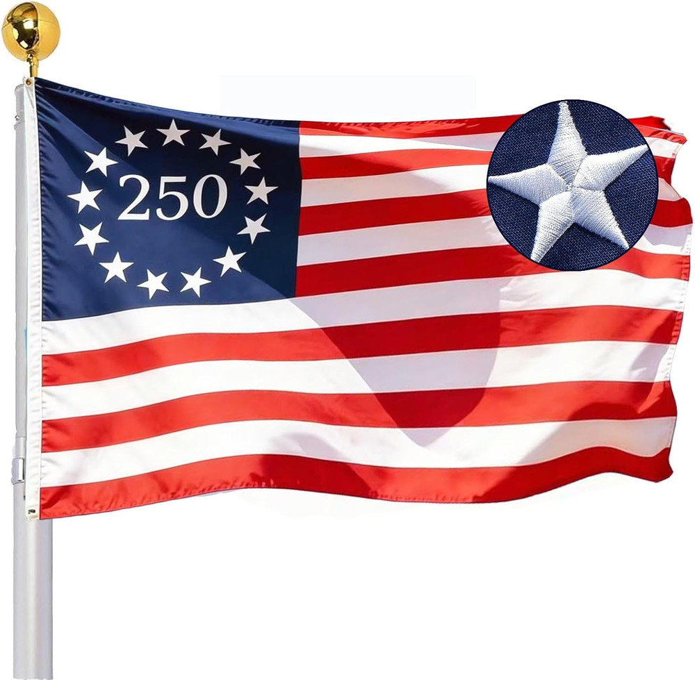 Embroidered 250 Years Betsy Ross USA Anniversary Flag 3X5 Flag Outdoor- 1776 202