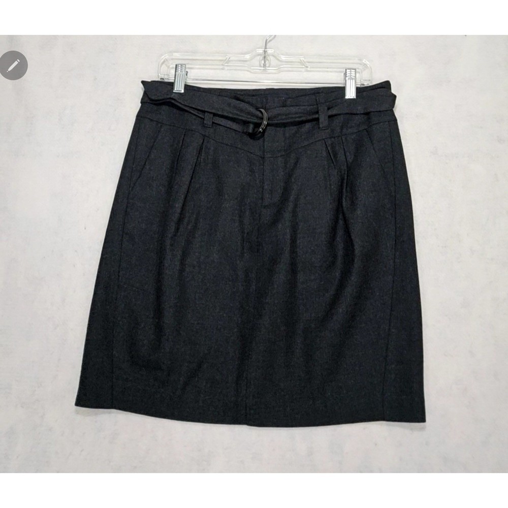 Banana Republic Wool Skirt 6 Stretch Lined Gray Short Office Belted Pockets
