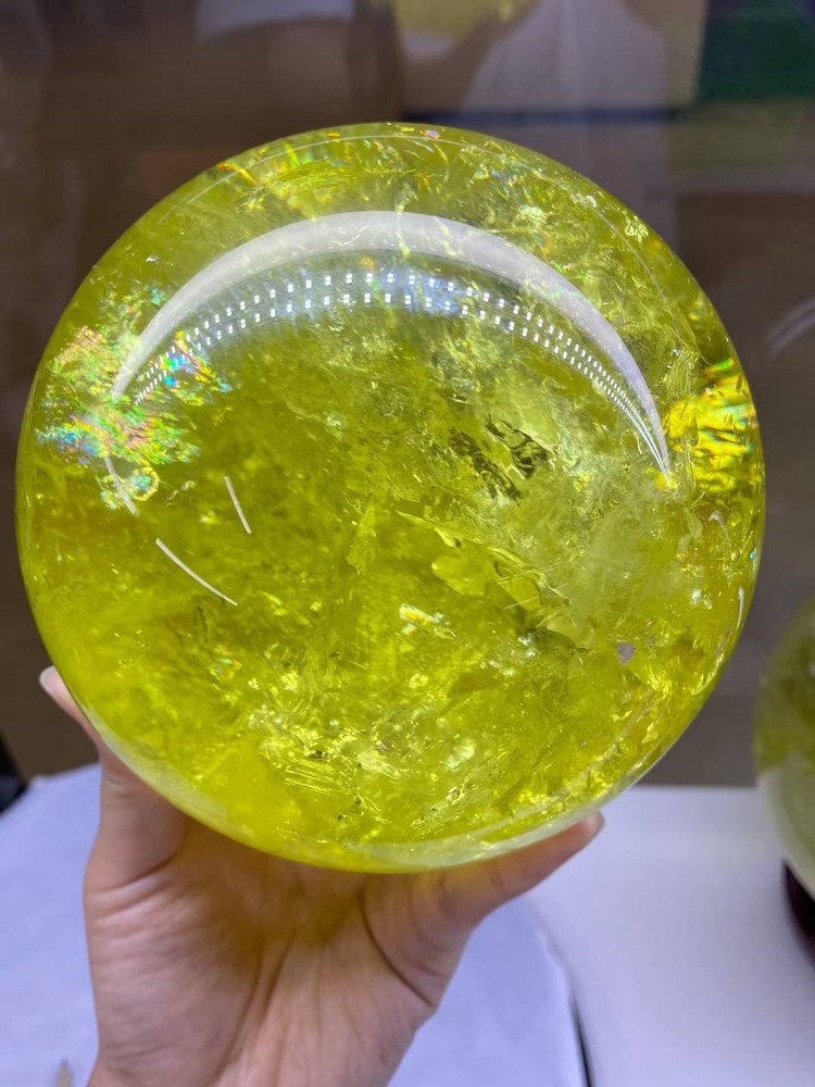 135mm Natural Rainbow Citrine Quartz Crystal Sphere for Reiki Energy Healing