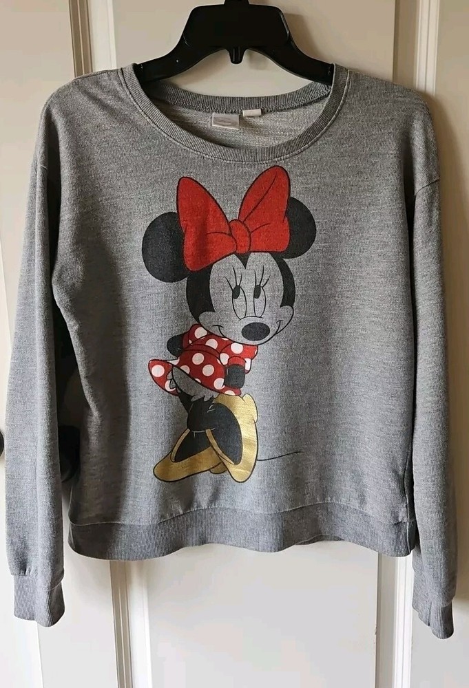 Disney x Forever 21 Minnie Mouse Terry Cloth Sweatshirt Gray Women Size Medium