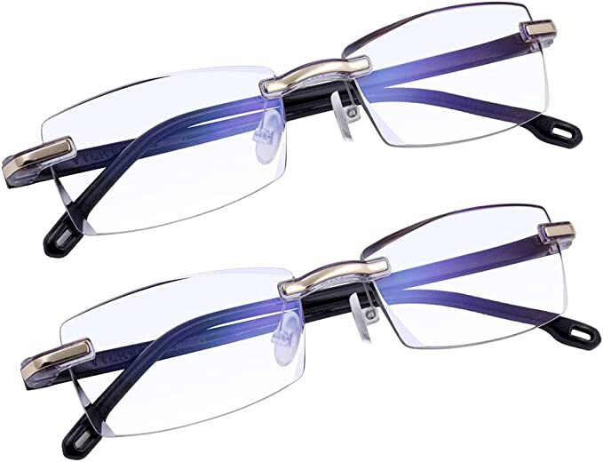 TERAISE Rimless Anti-Blue Light Reading Glasses with Diamond Cut Edge Fashion Design