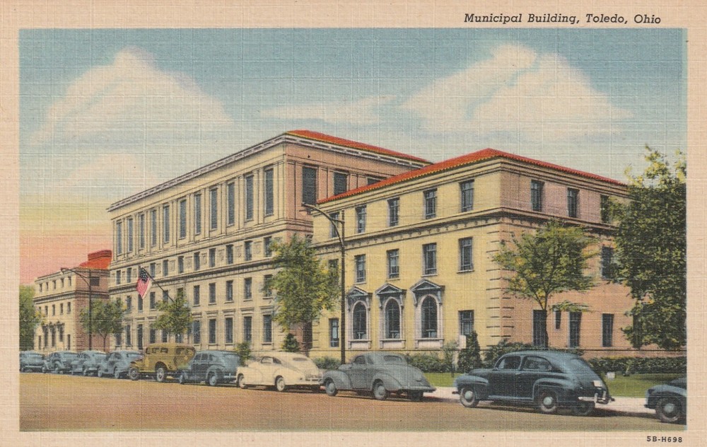Toledo OH-Ohio, Municipal Building, Antique Vintage Souvenir Postcard