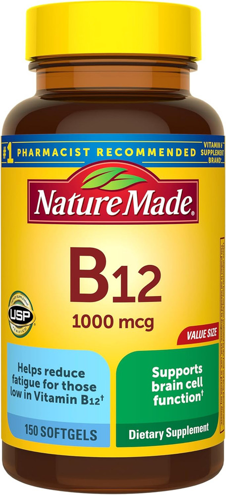 Vitamin B12 1000mcg 150 Softgels 150 Day Supply Energy Metabolism Support