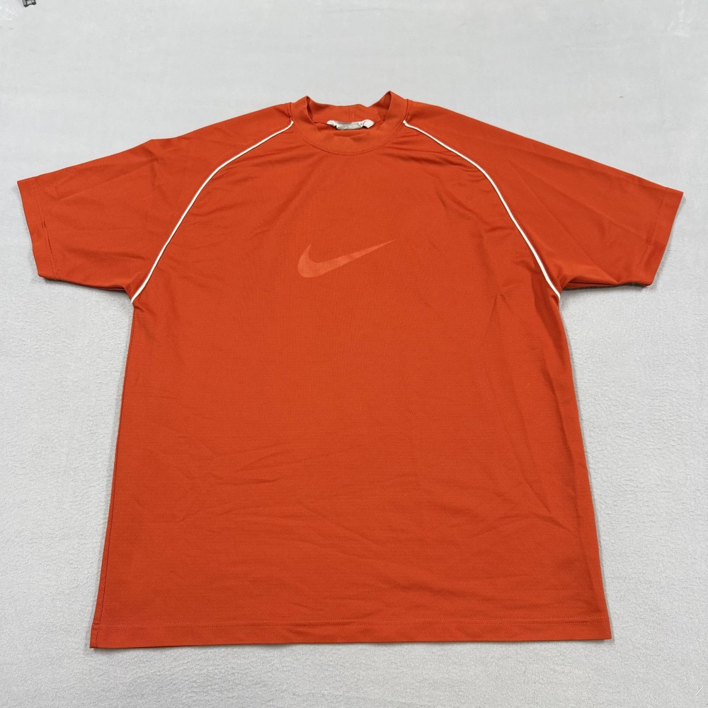 Vintage Nike Shirt Mens Large Orange center swoosh y2k Dri fit