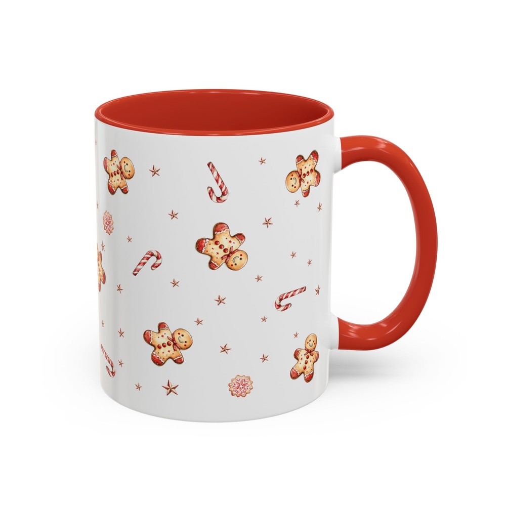 Christmas Gingerbread Candy Cane Winter Accent Mug, Holiday Hot Chocolate Mug,-image