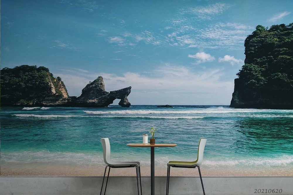 3D Sky Sea Rocks Landscape Wall Murals Wallpaper Murals Wall Sticker
