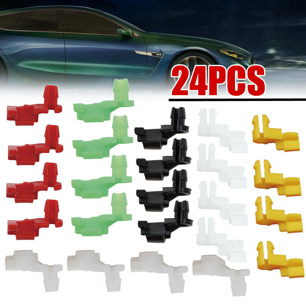 24Pcs Universal Car Door Lock Push Rod Rivet Fastener Clip Kit Accessories