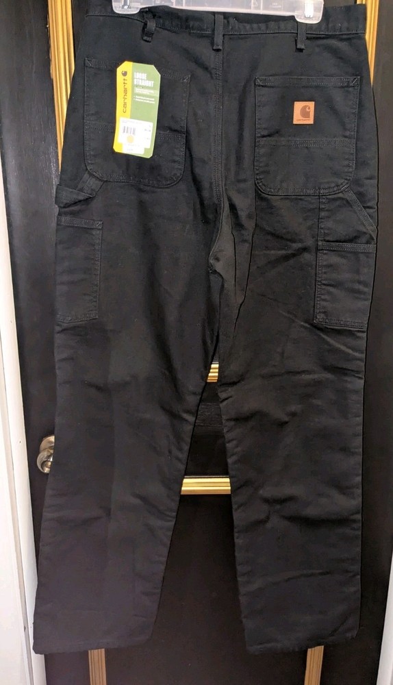 Carhartt Loose Original Fit Fleece Lined Canvas Work Dungaree~34x34 Black NWT