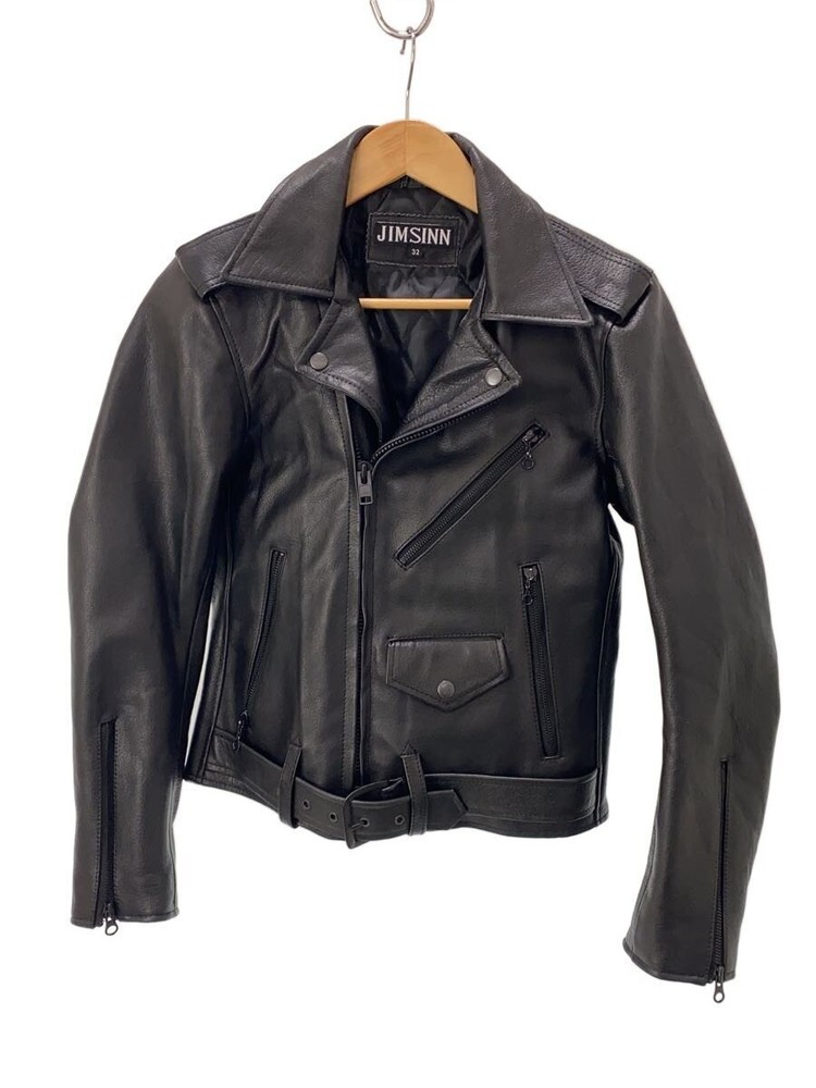 Jimsinn/Double Riders Jacket/32/Cowhide/Blk/Plain 3476
