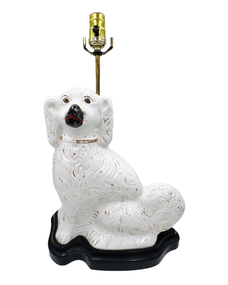 Antique Staffordshire King Charles Spaniel 19th Century Custom Lamp 3 Way Switch